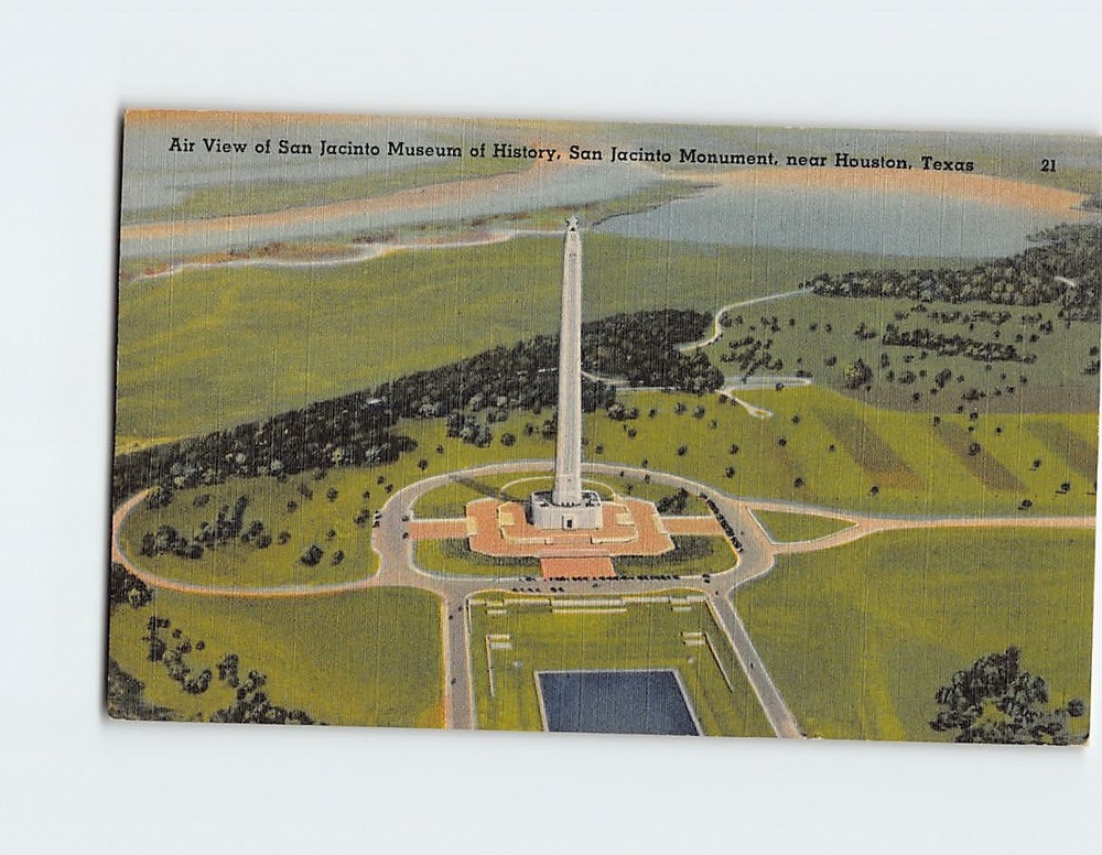 Postcard Aerial View Of San Jacinto Museum And Monument Texas