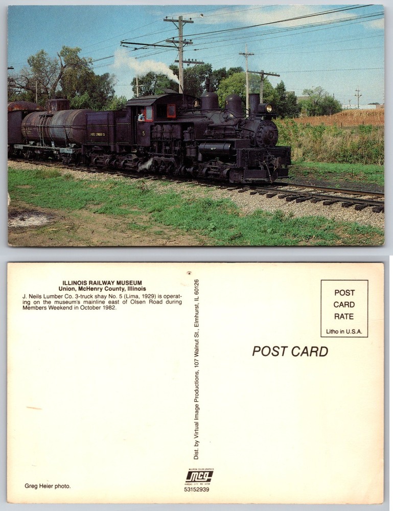 Illinois Railway Museum Steam Locomotive Postcard