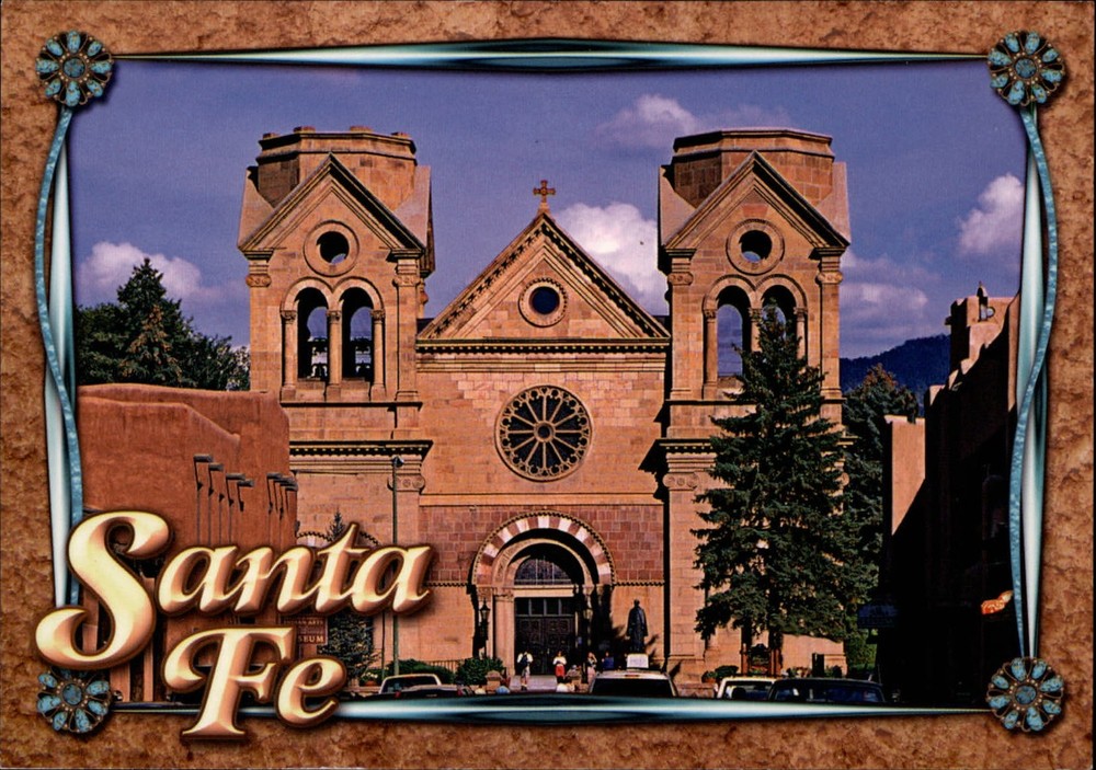 Cathedral St Francis De Assisi Santa Fe New Mexico cross ~ vintage postcard