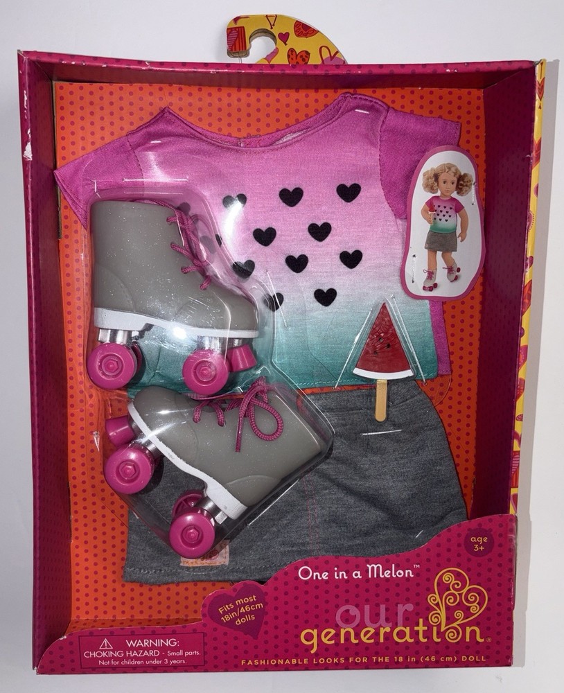 Our Generation “One In A Melon”  Roller Skates w/ Watermelon Outfit For 18” Doll