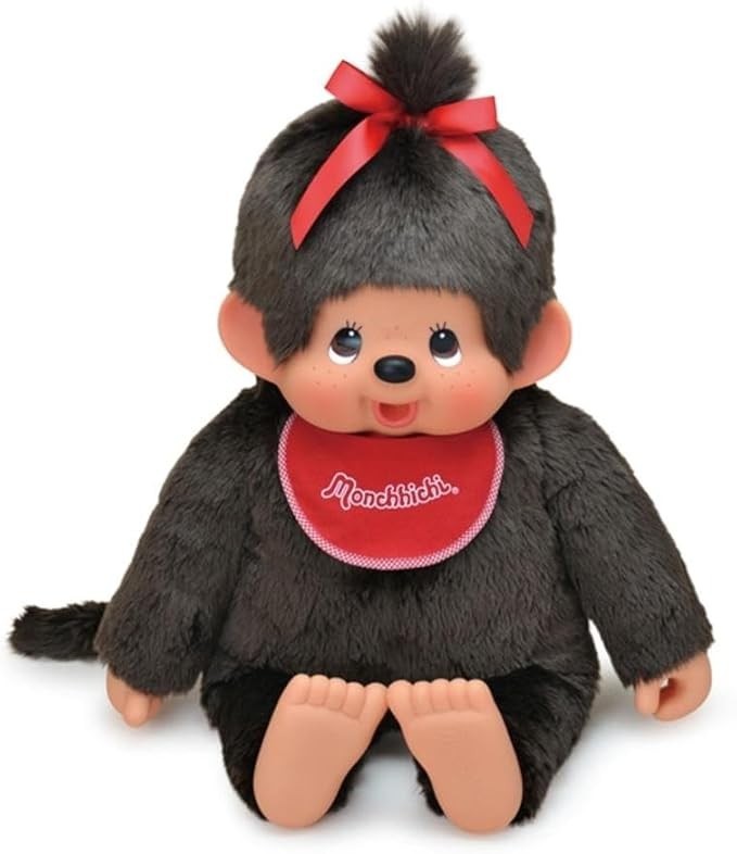 Sekiguchi Monchhichi Premium Standard 2L Brown Girl Large Plush Doll Japan