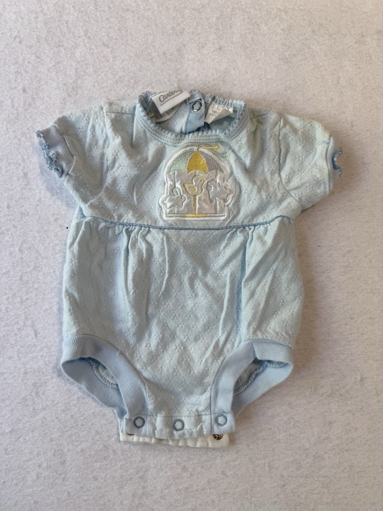 Carter's Vintage Baby Girl's Bubble Romper Size 0-3 Months Blue