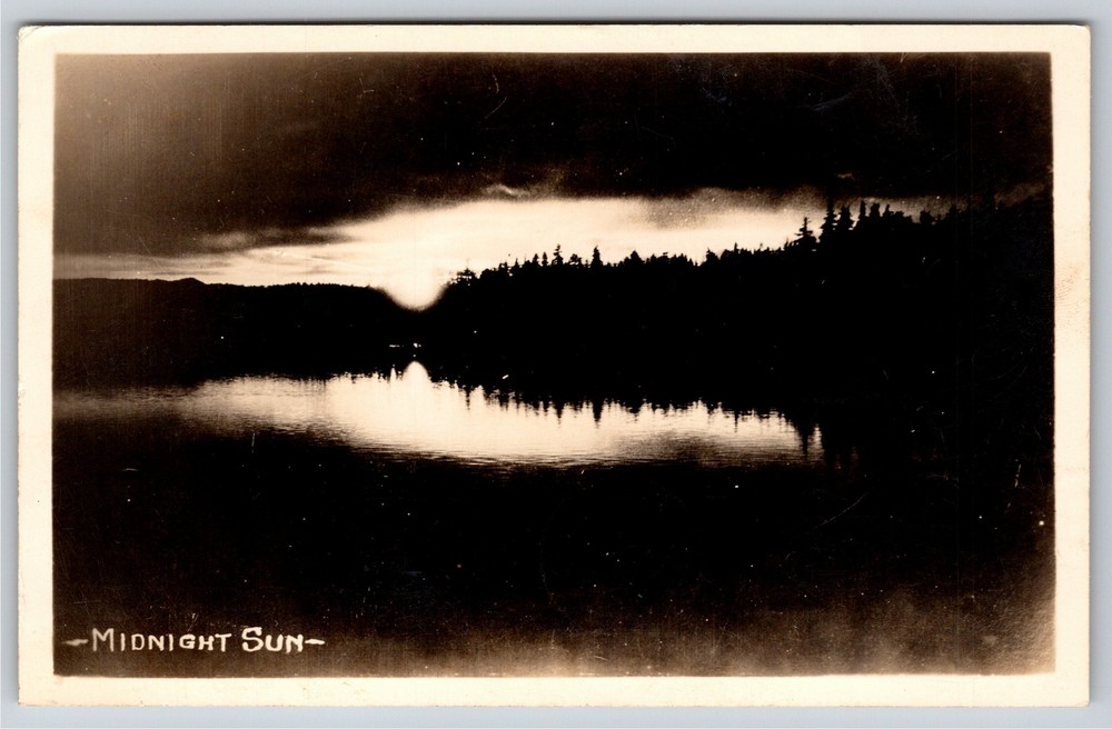 RPPC~Midnight Sun On Lake @ Juneau Alaska~Real Photo Postcard