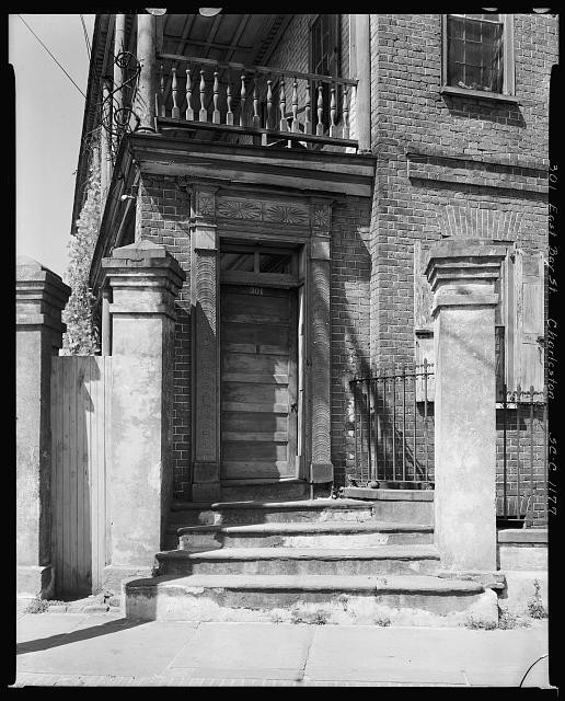 Charleston South Carolina 1937 East Bay brick townhouse entrance stairs
