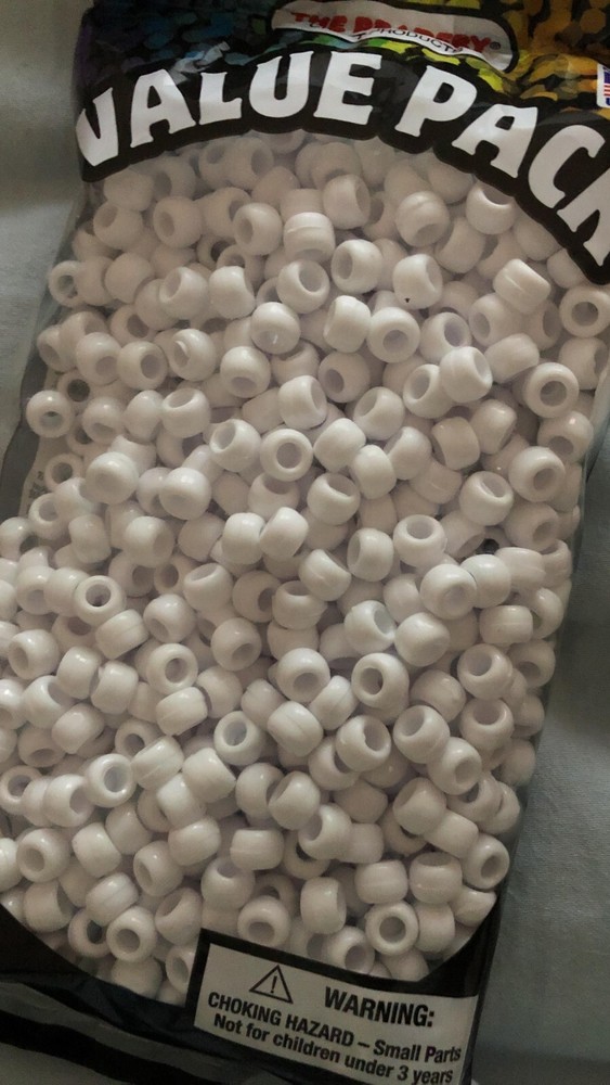 Premium 6x9mm Opaque White Pony Beads 900pc USA-Made  
