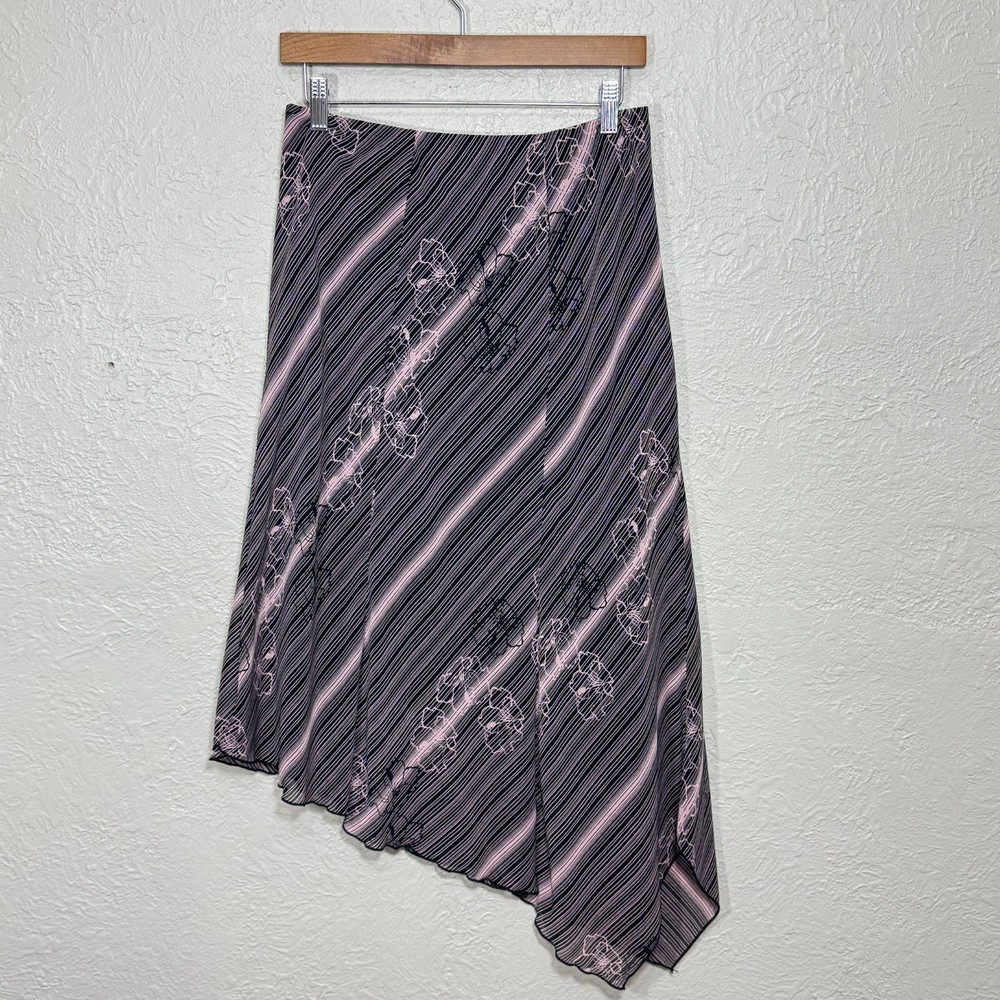 Vtg Y2K 90s Asymmetric Midi Skirt Medium USA Made Coquette Sheer Chiffon Fairy