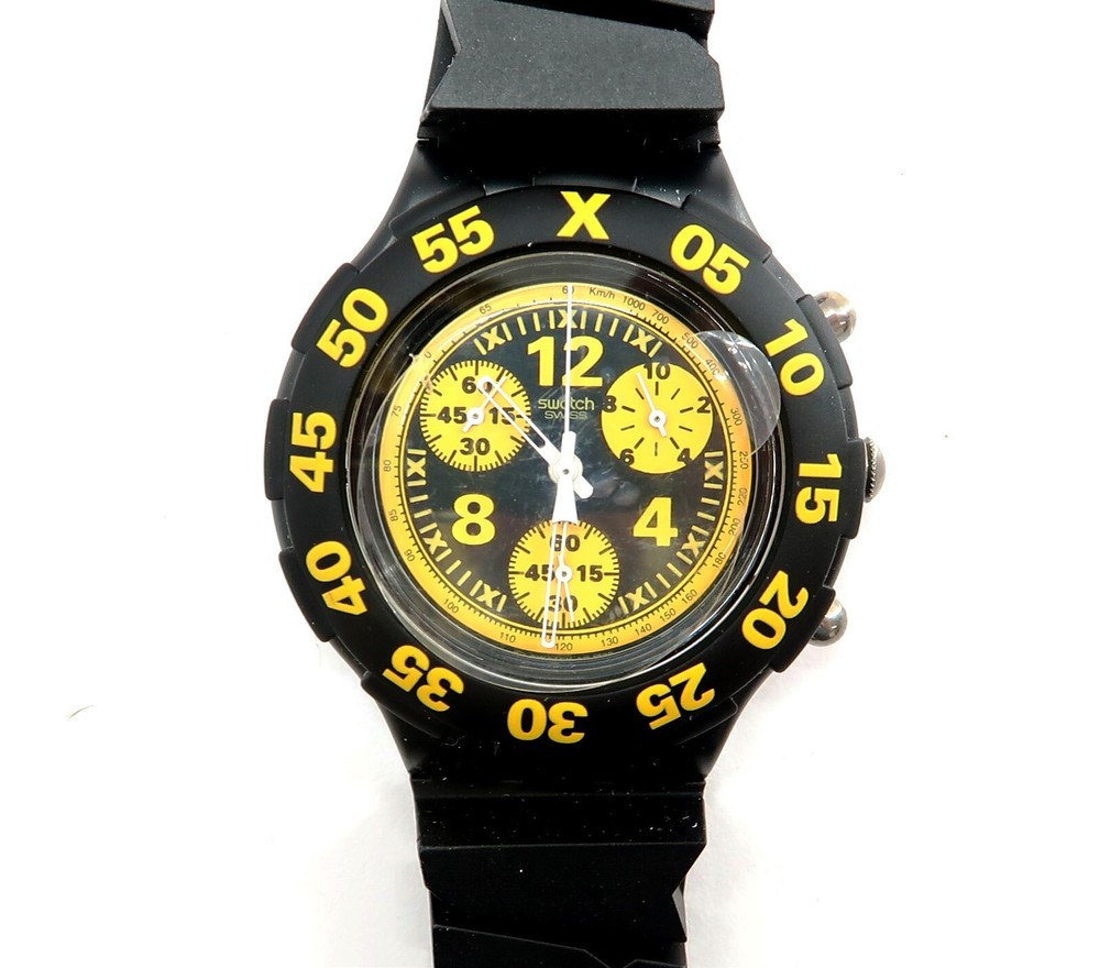 NEW Swatch AquaChrono Watch TRUCK DRIVER SBB103 with Case & Papers 1996 NOS Gent
