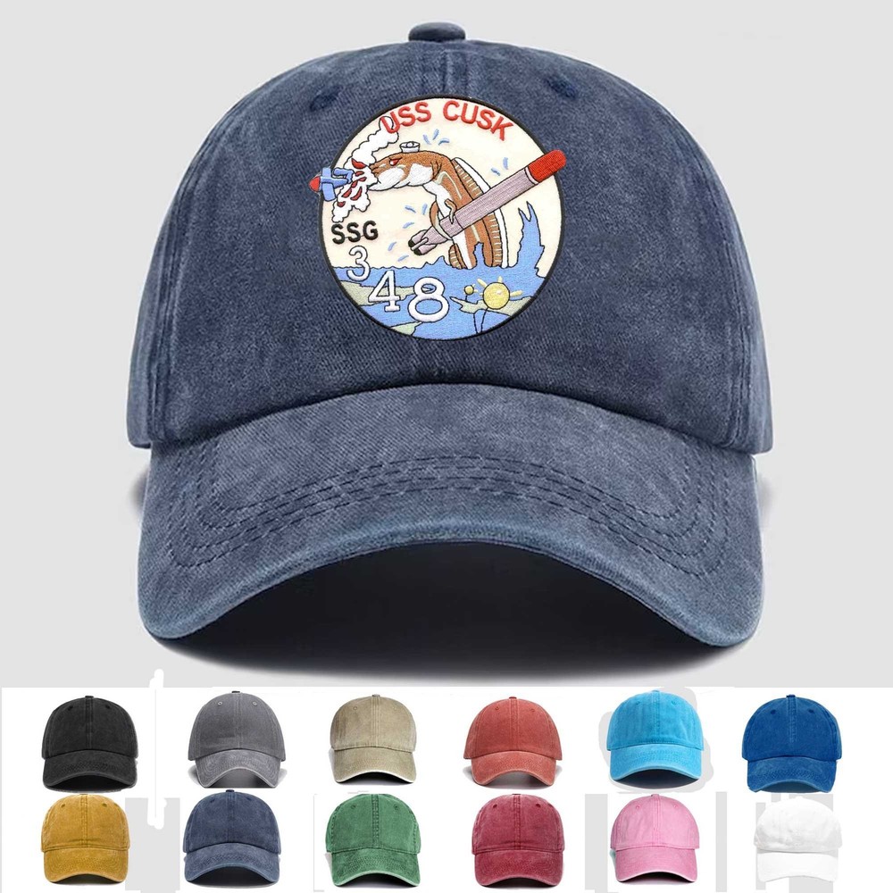 Custom Embroidered Hat SSG-348 USS CUSK Diesel Submarine, Veteran Cap, Gift Idea