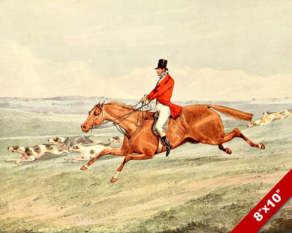 TAKING LEAD FOX HUNT HORSE EQUESTRIAN HUNTING ART PAINTING REAL CANVAS PRINT