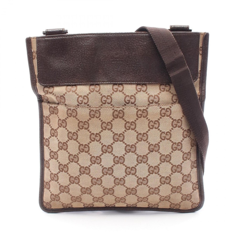 GUCCI GG canvas Shoulder Bag crossbody 27639 canvas leather Beige Brown Used