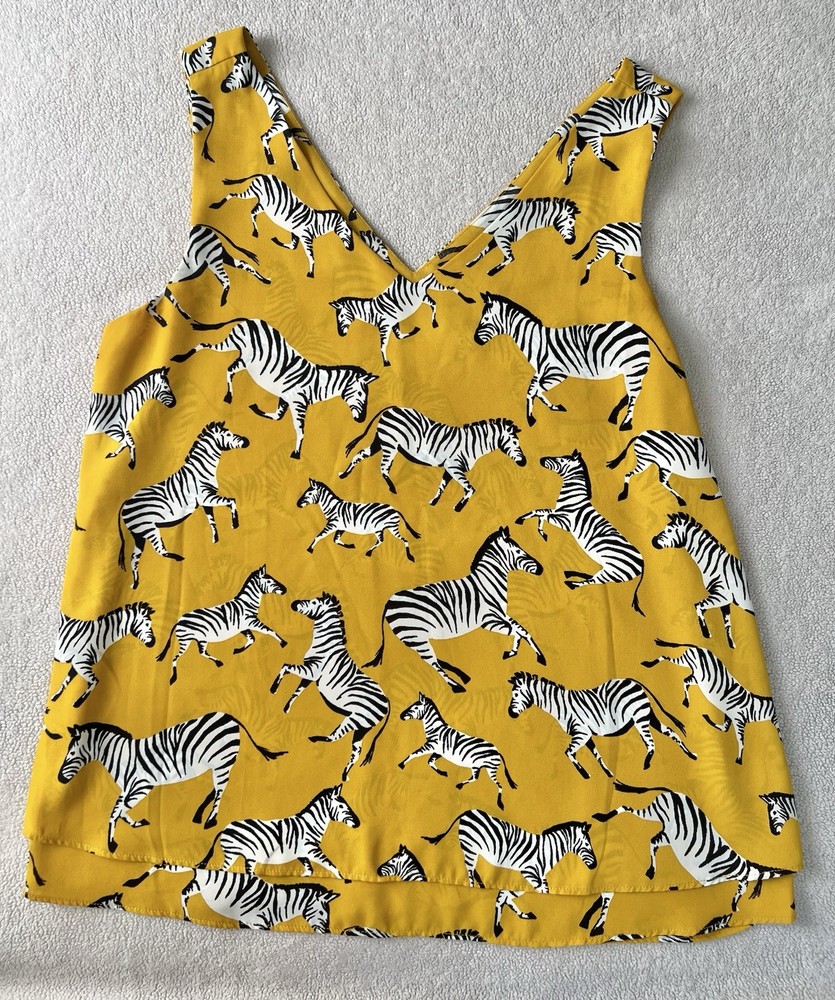 Ann Taylor Factory Zebra Animal Lover M Tank Top  Zoo Travel Safari Chic Office