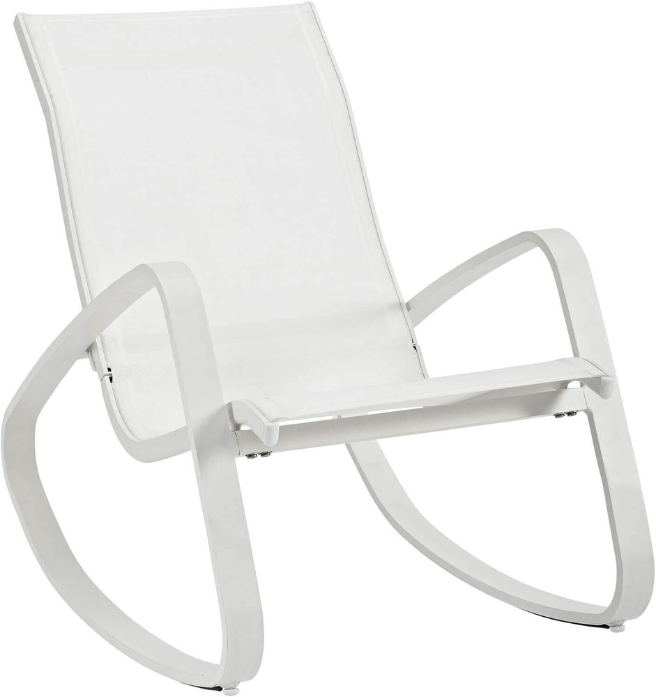 Traveler White Aluminum Mesh Rocking Sling Patio Lawn Glider Chair