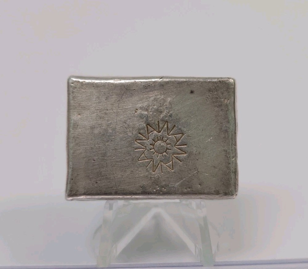 Rare Vintage 5.02 oz Alexander Westerfeld AW Aztec Sun Poured Silver Ingot Bar