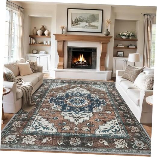 6x9 Washable Low Pile Non-Slip Living Room Area Rug
