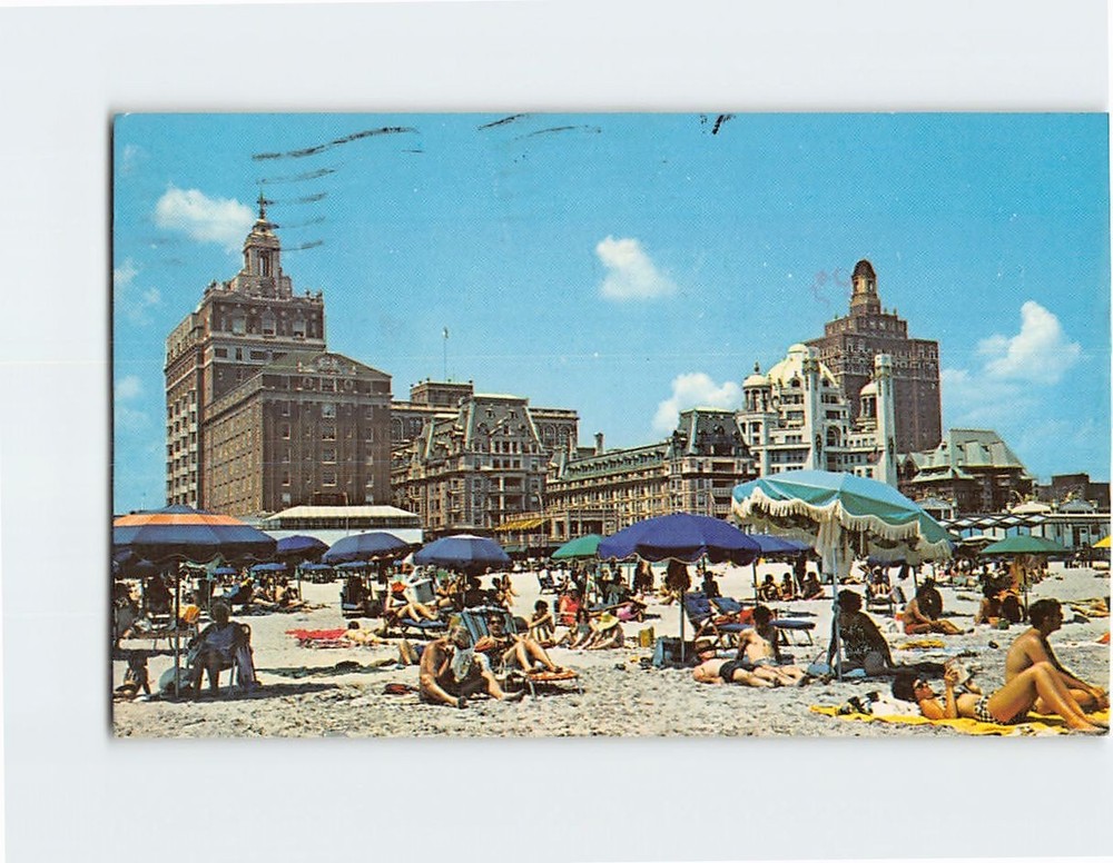 Postcard Beach Scene Atlantic City New Jersey USA