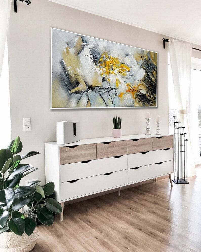 Modern Contemporary Artwork Oversize Panoramic Extra Large Wall Art Horizontal