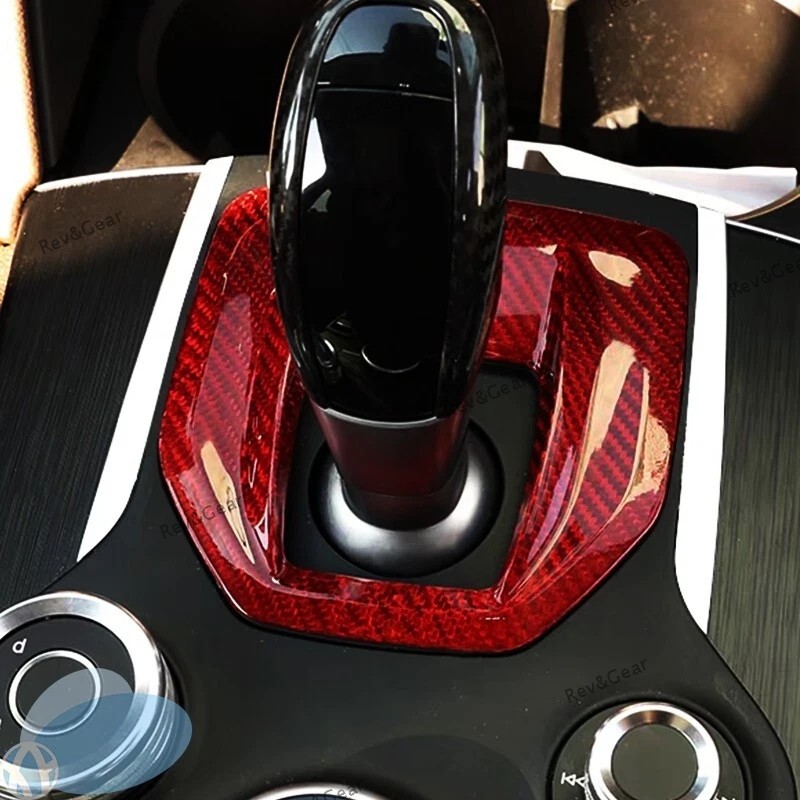 Red Real Carbon Fiber Gear Shift Box Cover For Alfa Romeo Giulia stelvio 17-2019