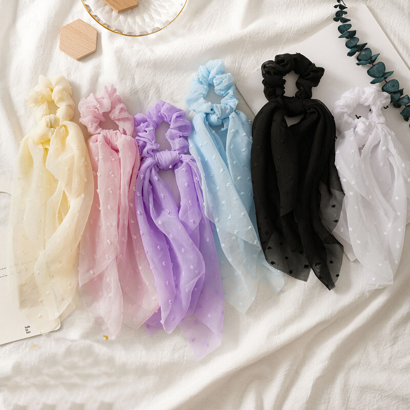 Long Ribbon Bowknot Elastic Hair Bands Stylish Headwear Accessories