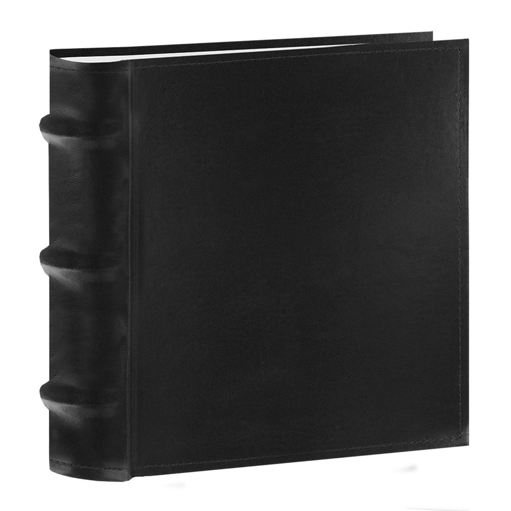 Black 100-Pocket European Bonded Leather Photo Album Holds 4x6 Prints  