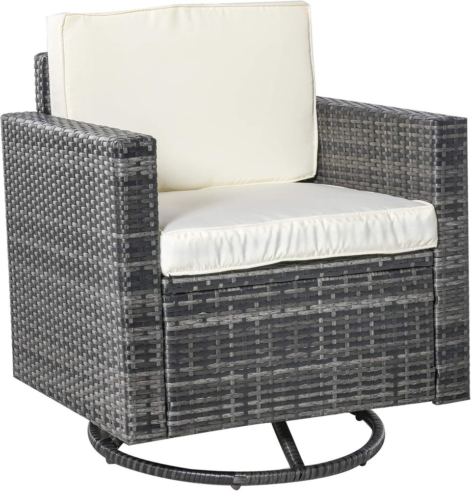360-Degree Swivel PE Wicker Patio Rocker Dining Chair with Glider Function