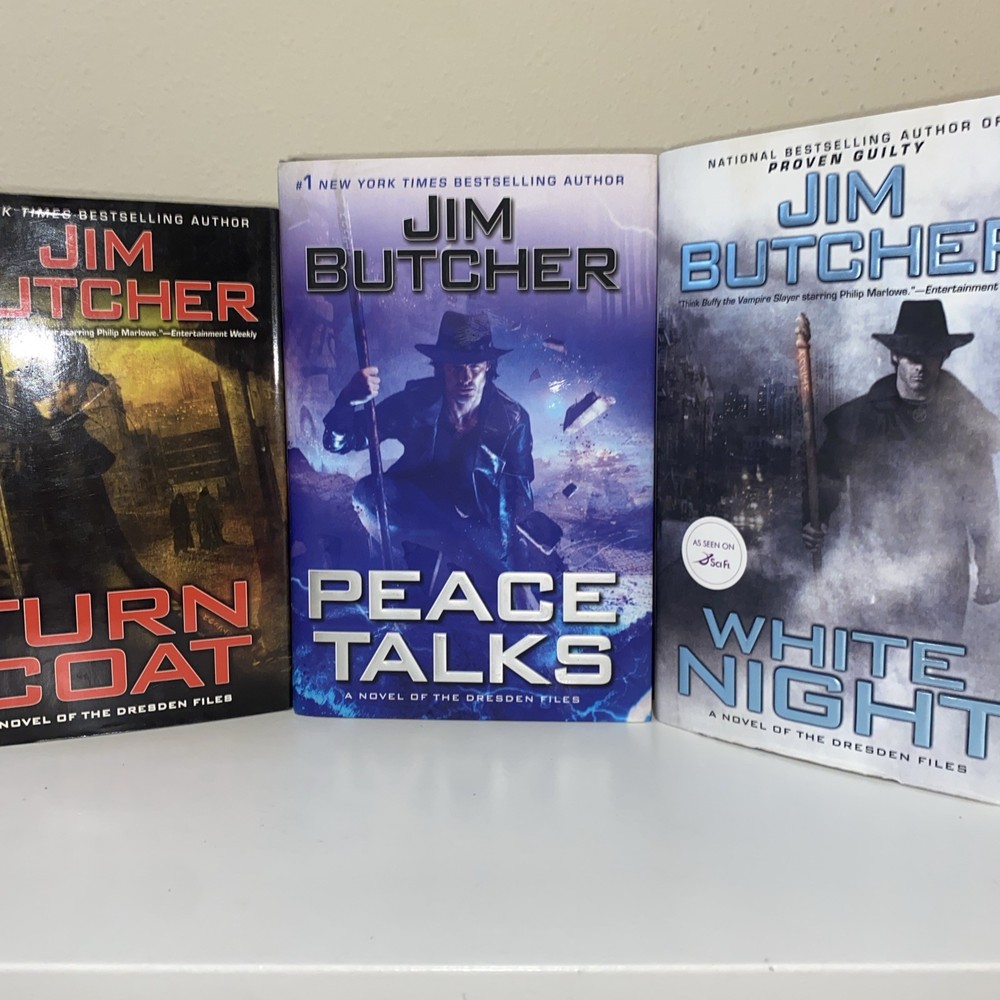 Jim Butcher Hardcover Book Lot of 3: Turn Coat, Peace Talk, And White Night