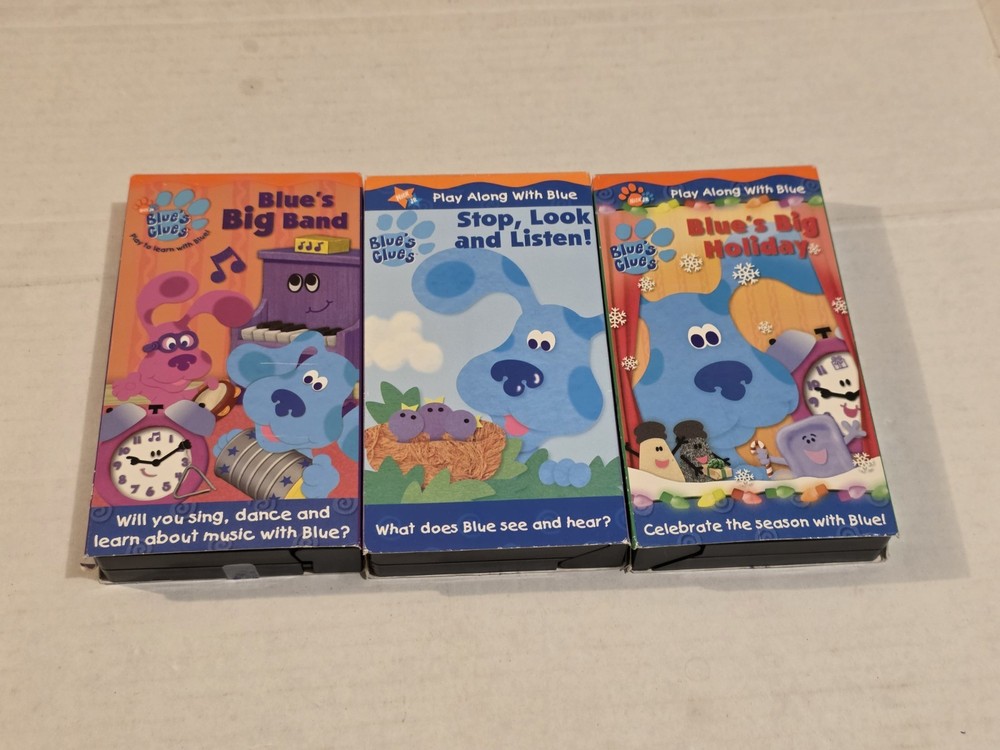 Blues Clues Lot of 3 Vintage VHS Nickelodeon Nick Jr w/ Steve