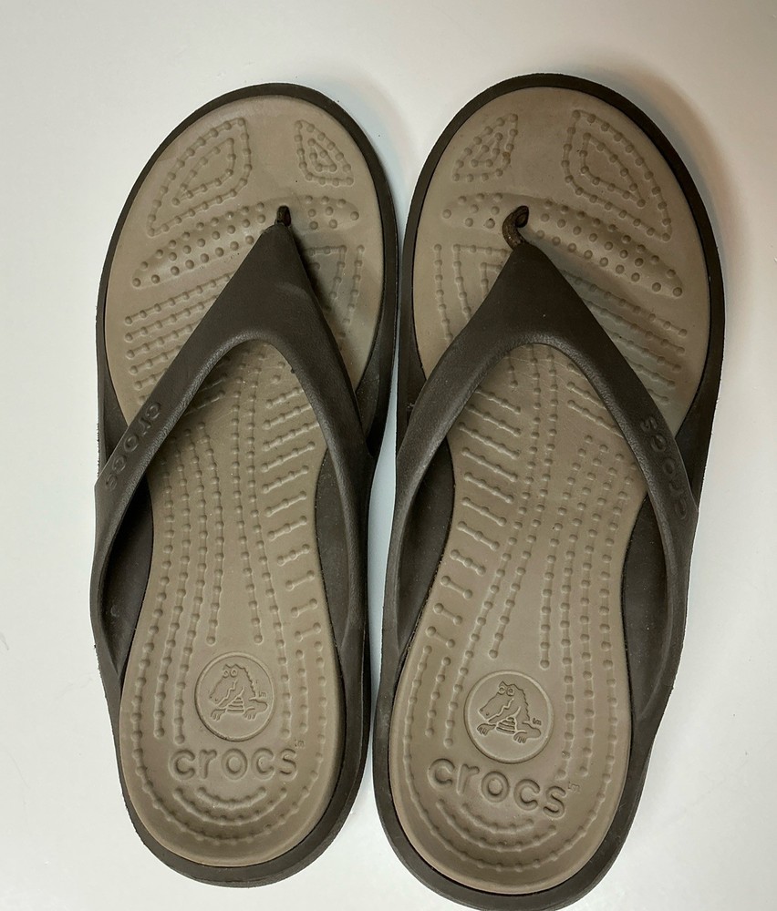 Crocs Classic Brown Rubber Flip Flop Sandals Unisex Size Women's 11 Men's 9