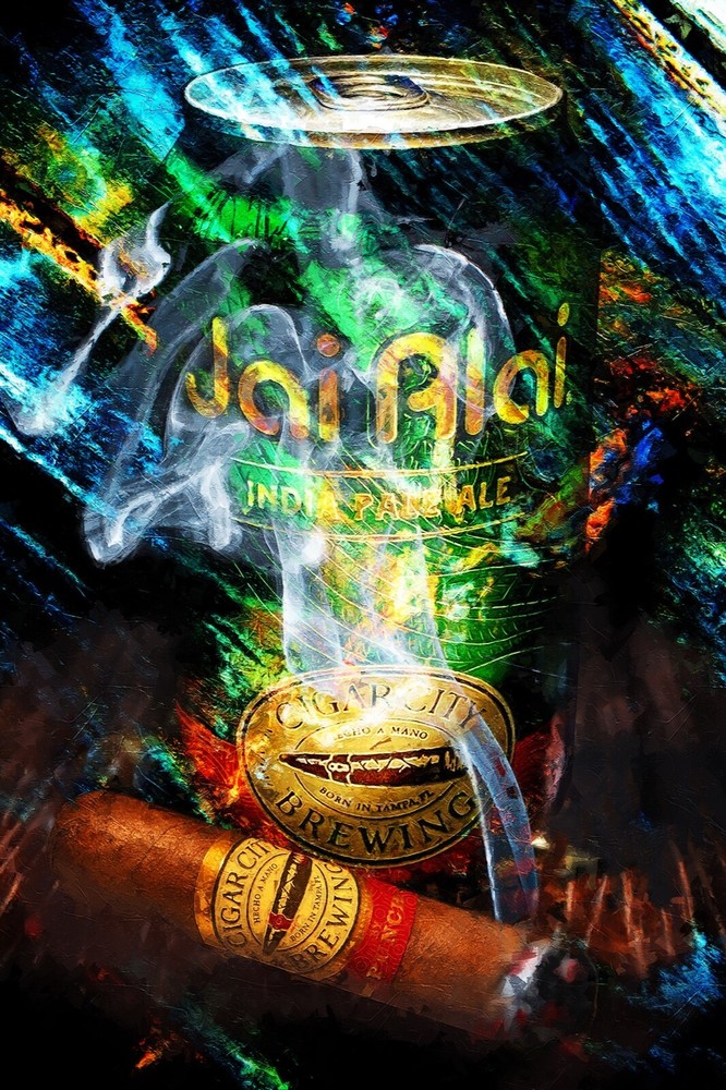 8 x 10 Abstract Modern Wall Art Painting on Canvas with Cigar City Brewing-image