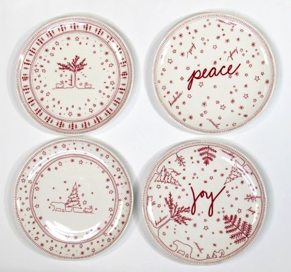 4  Ellen DeGeneres Royal Doulton Christmas Accent Plates Red Joy Kindness Peace-image