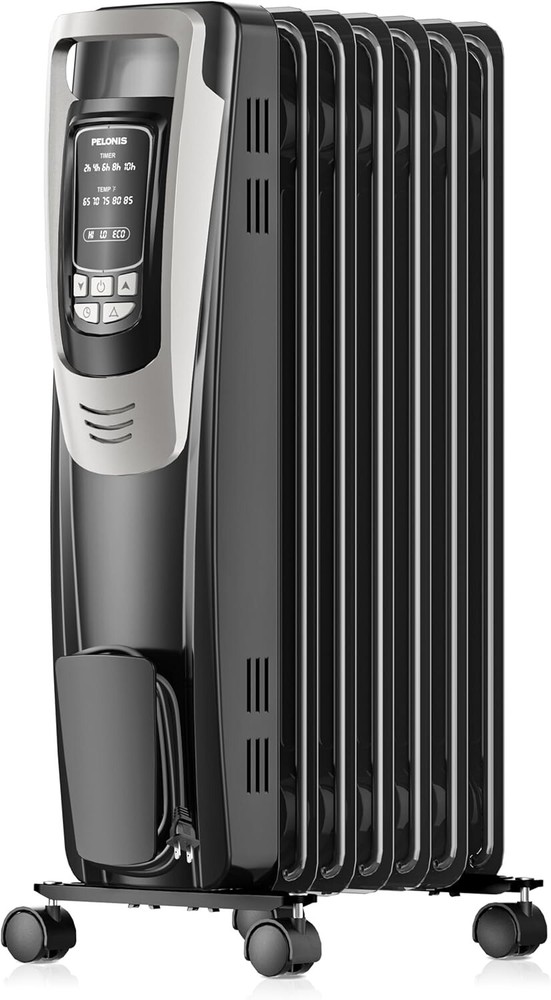 Portable Oil-Filled Heater with Remote Control and Quiet Operation - Large Room