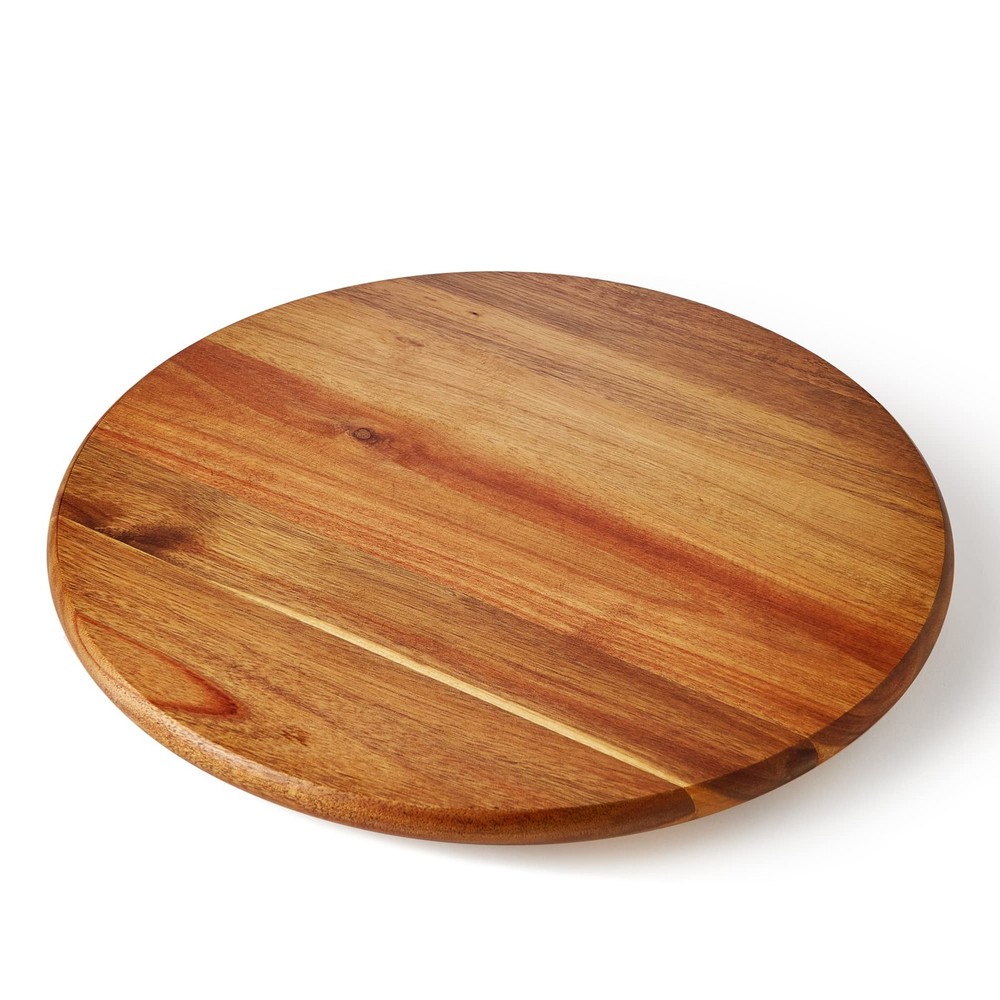 Acacia Wood Lazy Susan, Wood Turntable Tray Cabinet Organizer,14