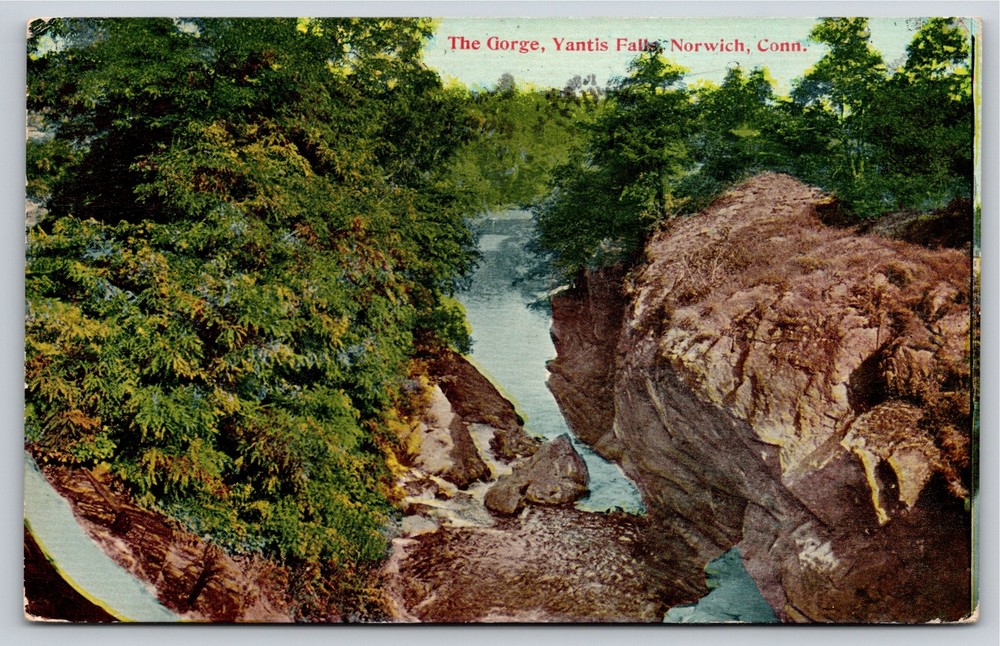 Norwich Connecticut~Air View Gorge Yantis Falls~Vintage Postcard