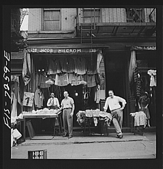 New York City NY 1900s Jacob Milgrom Clothing Store Exterior Men in Front