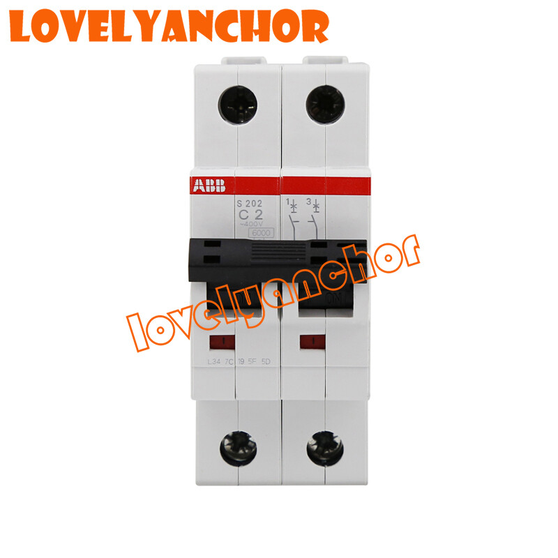 1PC ABB S202-C2 Miniature Circuit Breaker - S200 - 2P - C - 2A 2CDS252001R0024