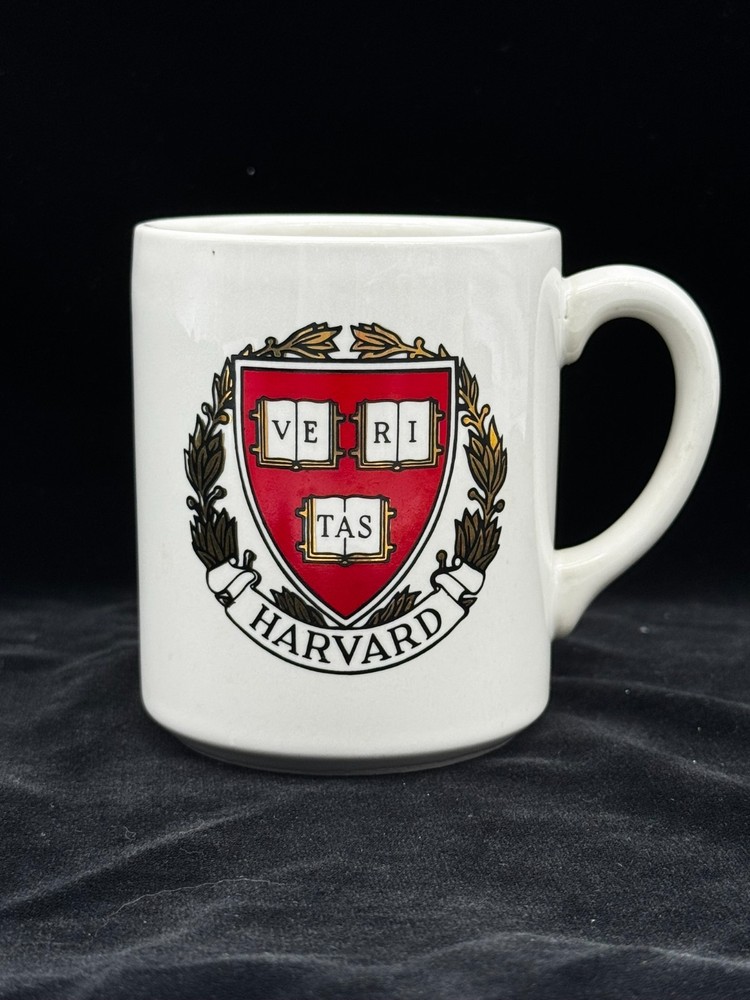 Ivy League HARVARD University Classic Logo Veritas Shield White Coffee Mug Cup