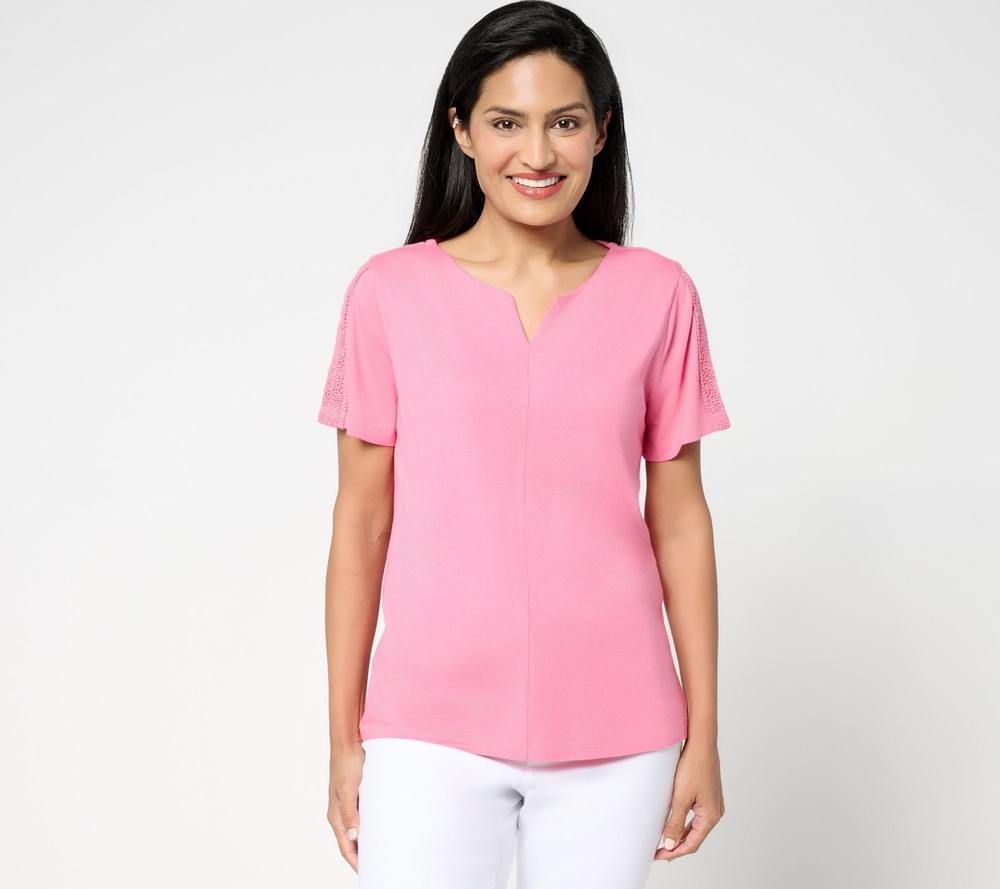BEAUTIFUL by Lawrence Zarian Women's Top Plus Sz 2X Short Sleeve Pink A693059