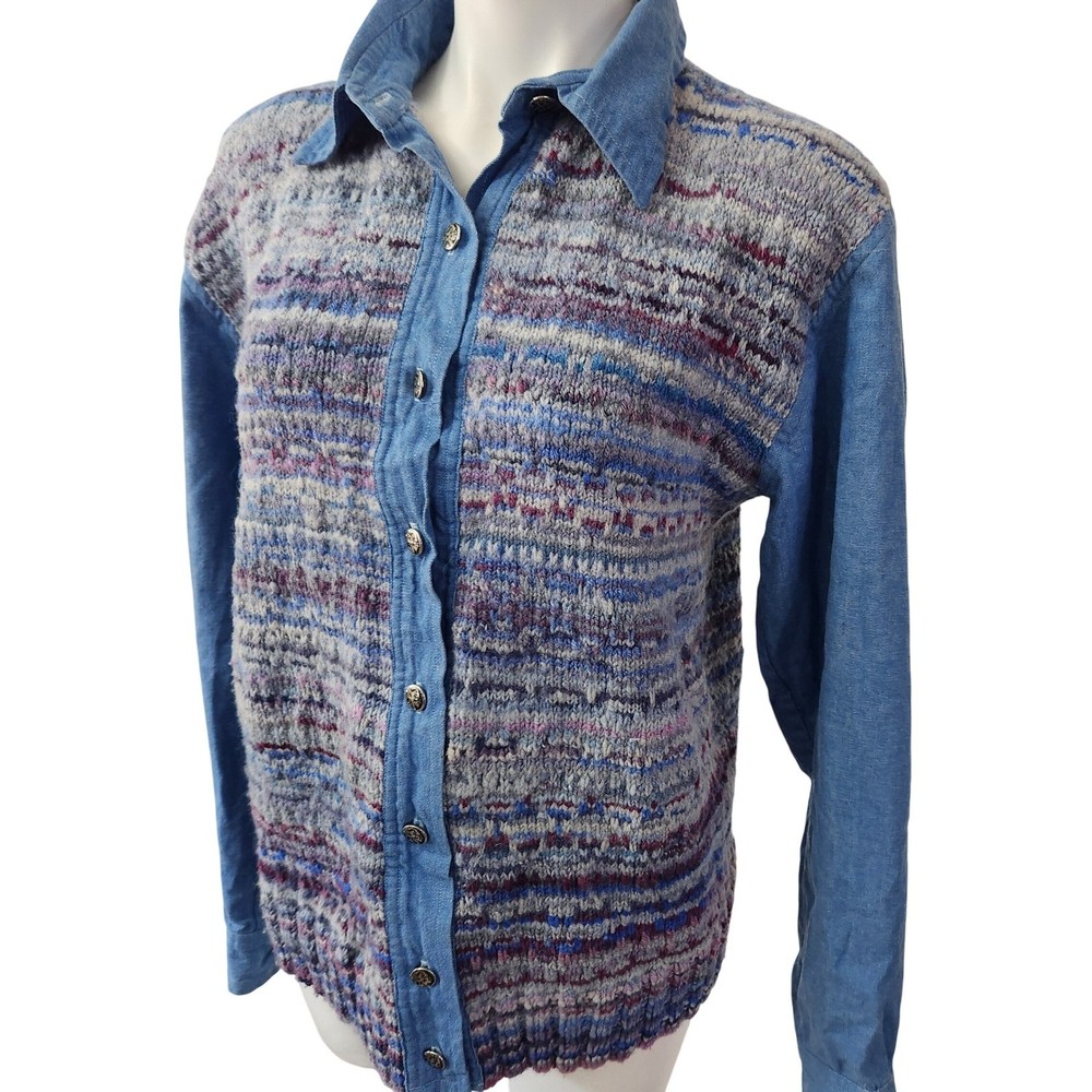 Vintage knit & denim shacket top size M/L Womens