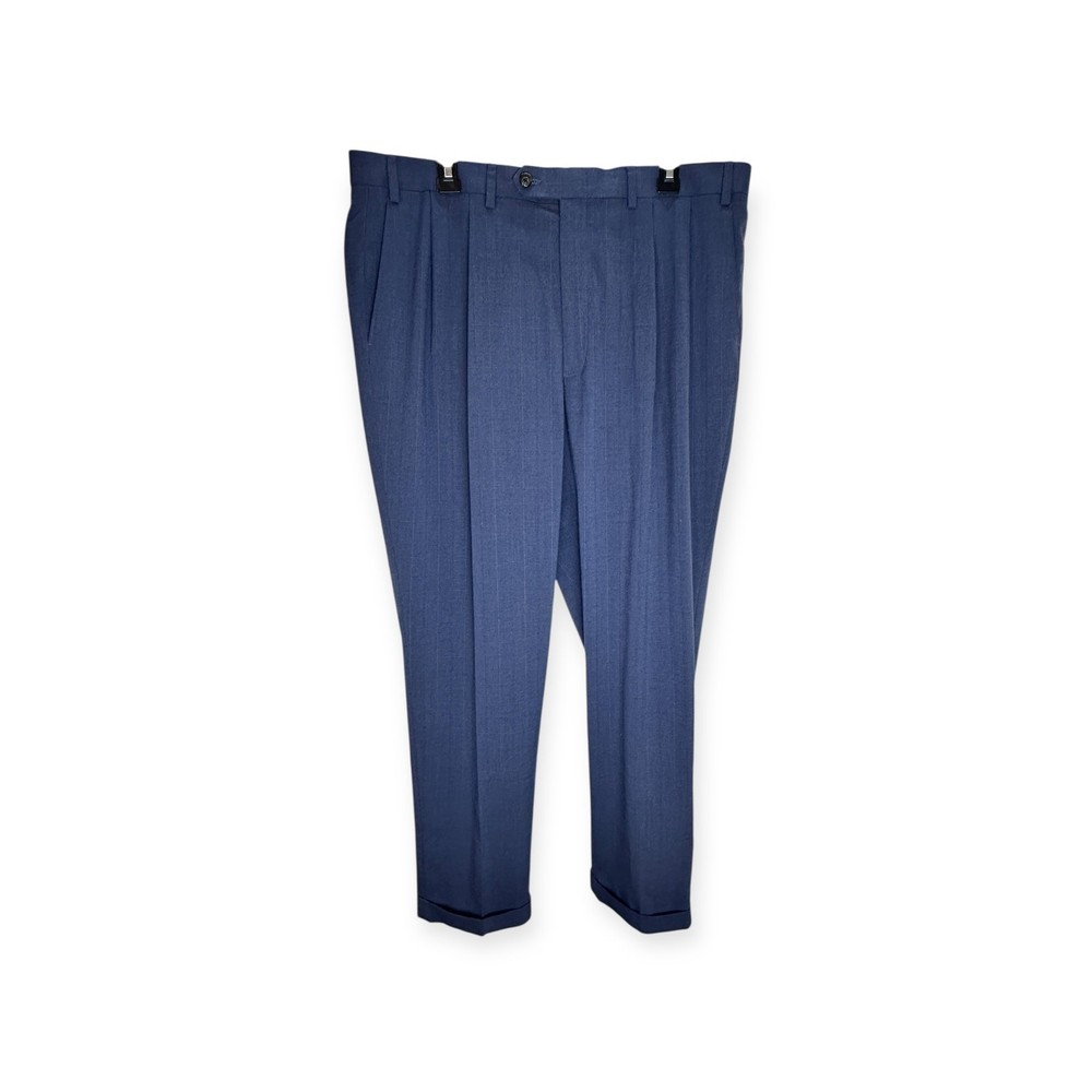 Ralph Lauren Men's Blue Plaid Pleated Dress Pants - 38W x 32L