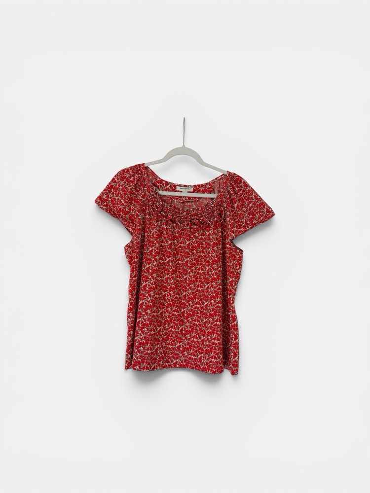 Banana Republic Women's Red Floral Short Sleeve Top Size Large