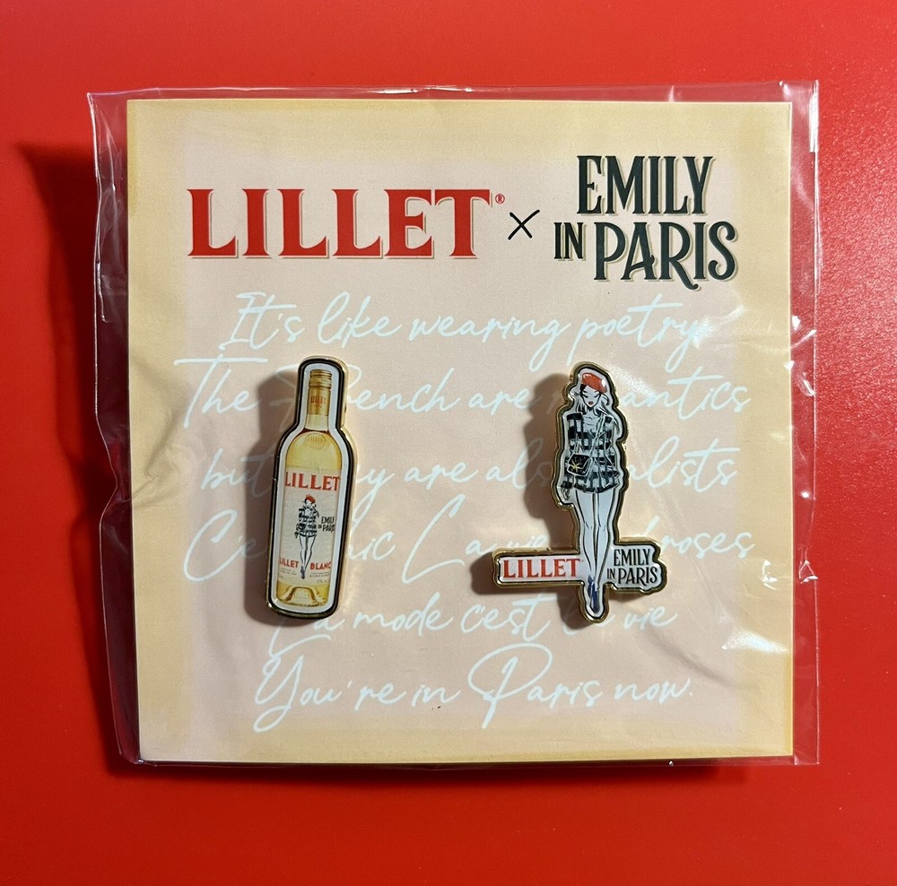 Lillet Blanc x Emily In Paris Enamel Lapel Hat Pin Set *Brand New In Package*