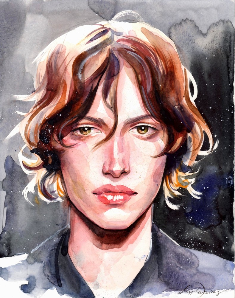 Original Watercolor Painting Handsome Man Portrait Male Portrait Wall Art