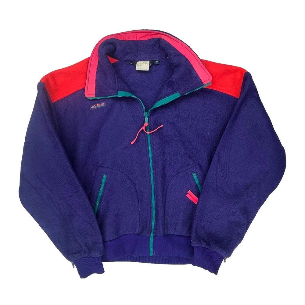 Made In USA Columbia Fleece Jacket - Large Purple Polyester
