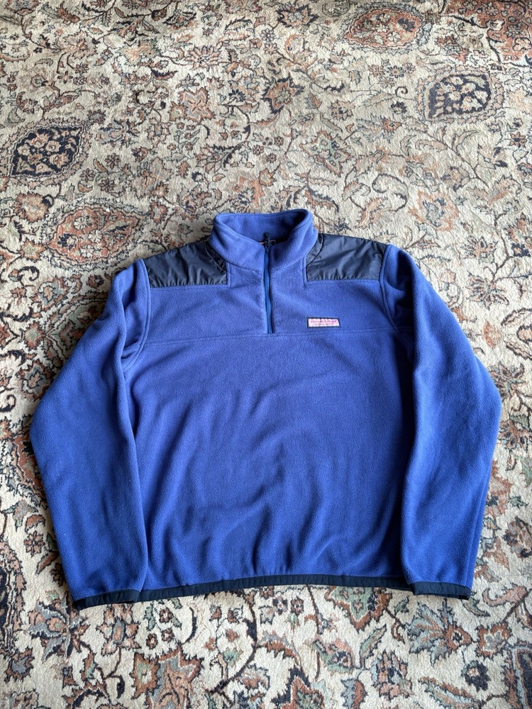 Vineyard Vines Men's Blue Fleece Pullover Medium Long Sleeve Quarter Zip