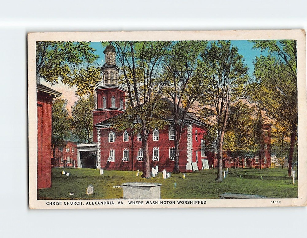 Postcard Christ Church where Washington Worshipped Alexandria Virginia USA