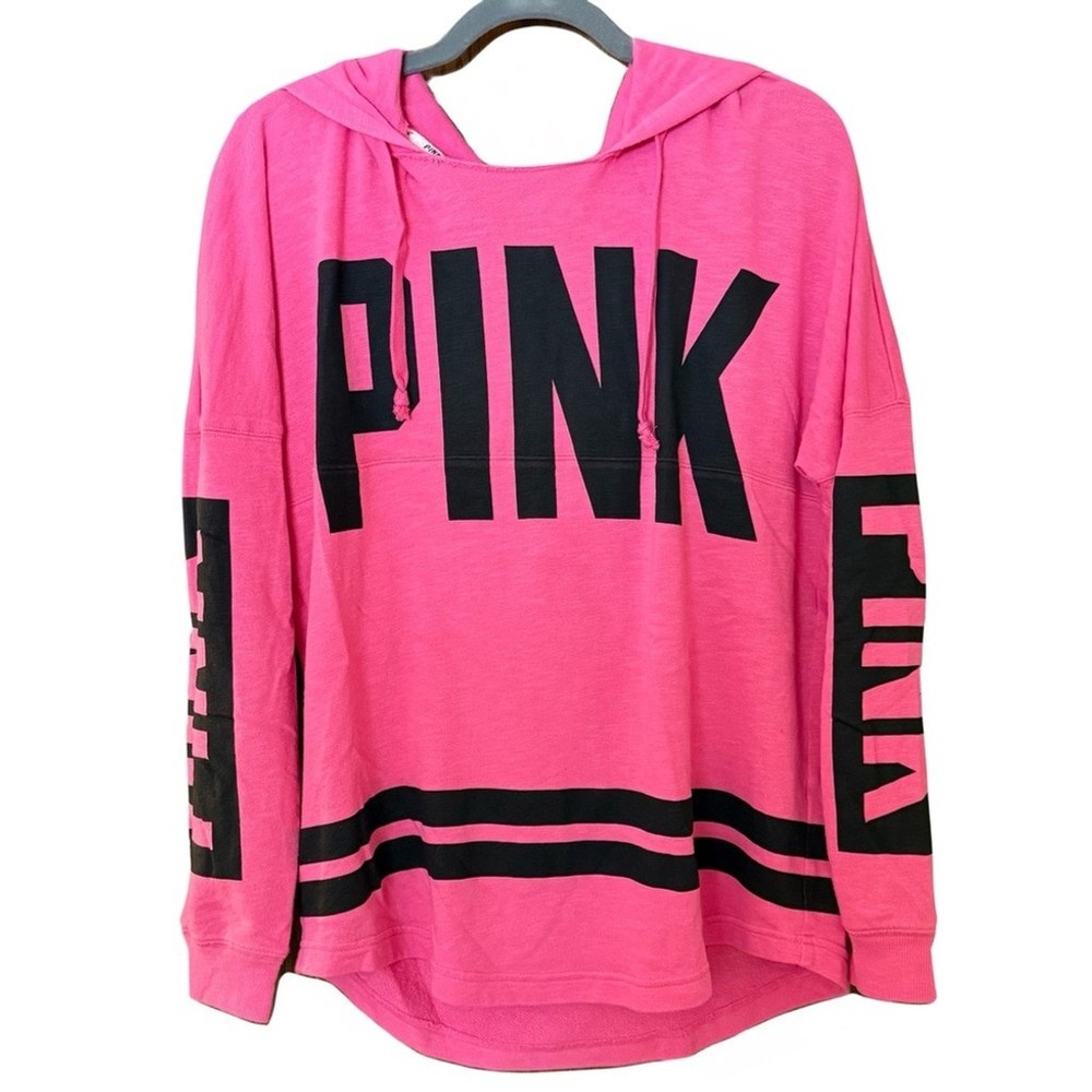 Victoria's Secret PINK Oversized Long Sleeve Hoodie Pink PINK Logo Hoodie