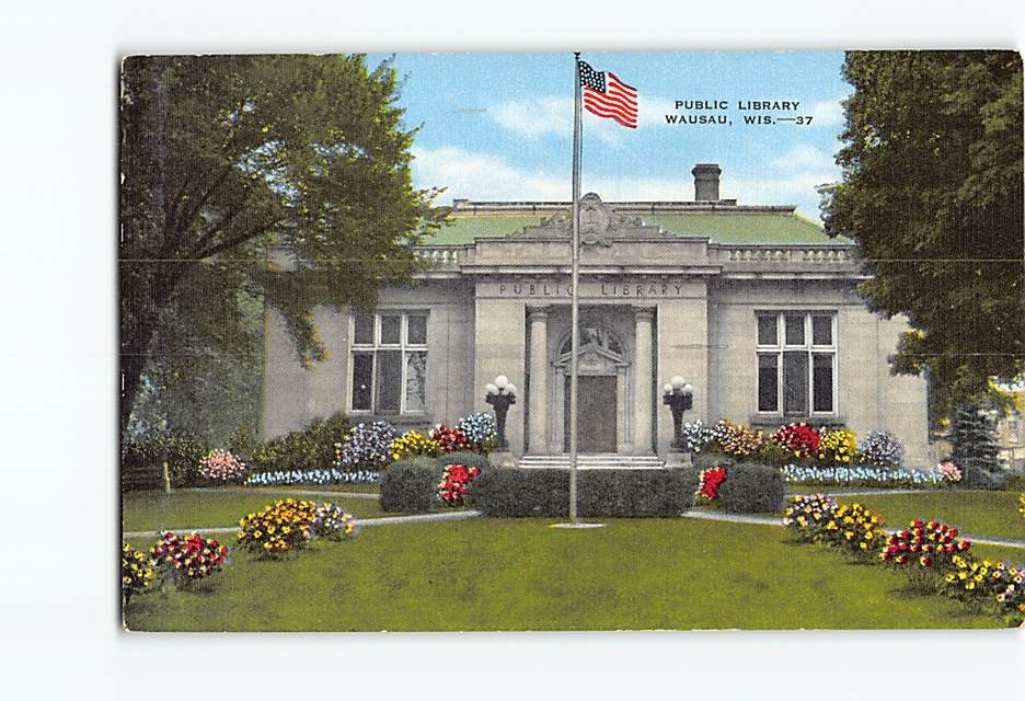 Postcard Public Library Wausau Wisconsin USA North America