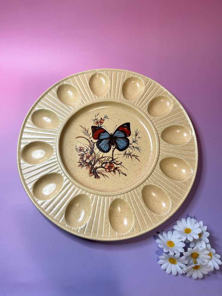 Vintage Treasure Craft USA Deviled Egg Platter – 12” in diameter