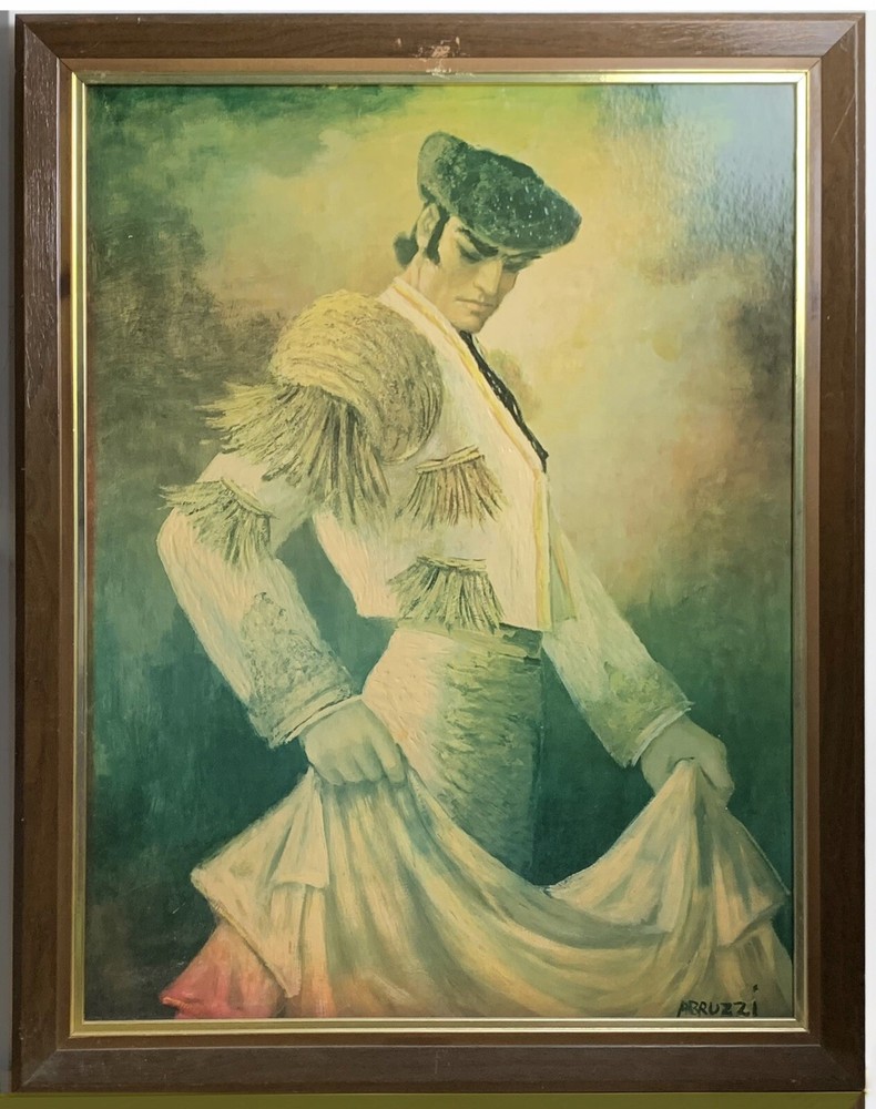 Large Oil Painting On Wood Matador. Signed “Abruzzi.” AKA Harold Stephenson-image
