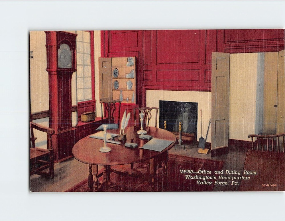 Postcard Office and Dining Room Washingtons Headquarters Valley Forge PA USA