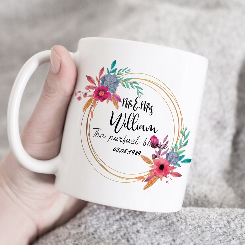 Custom Floral Mug Anniversary Gift Custom Anniversary Mug Personalized Gift